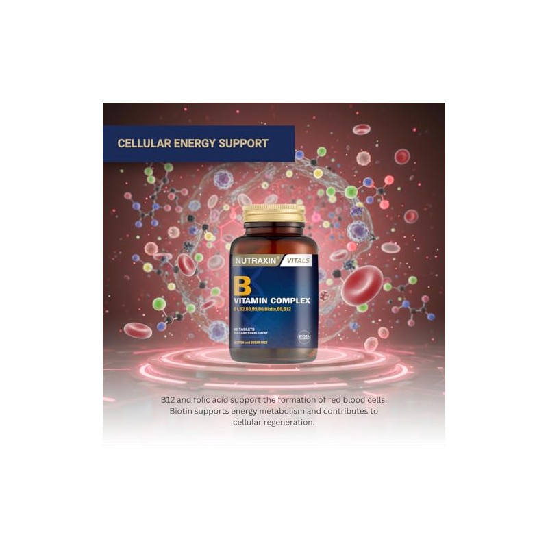 Nutraxin Vitamin B Complex - 60 Tablets, 2 Month Supply