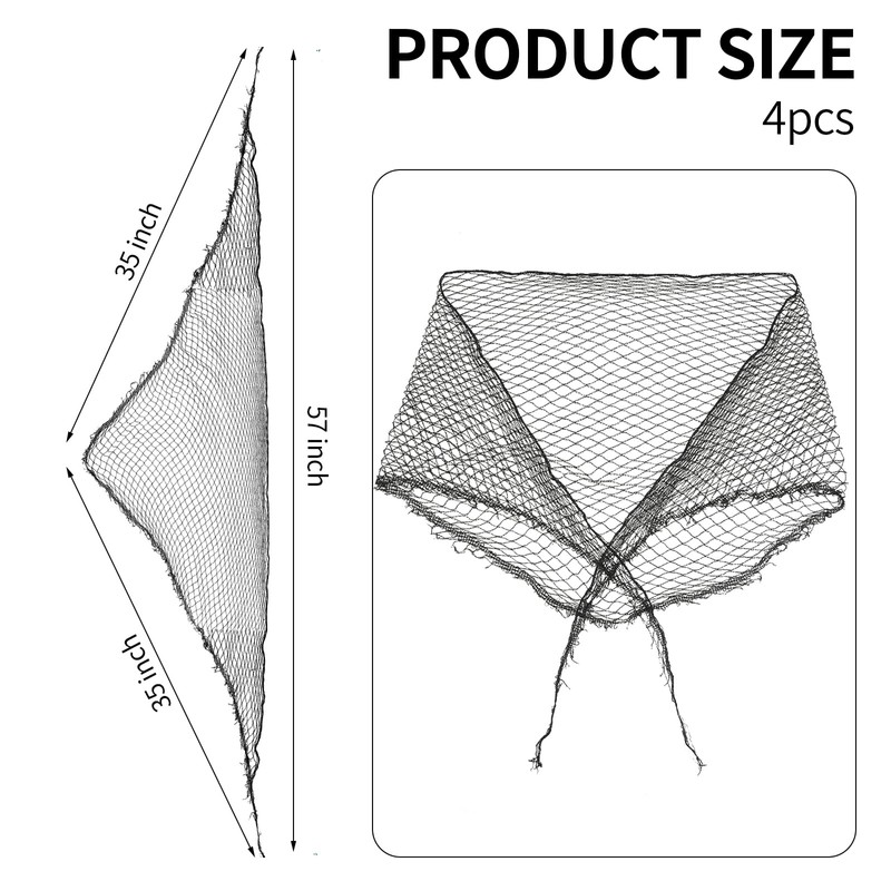 4-Piece Hair Net for Rollers, Triangular Mesh Women's Hair Net