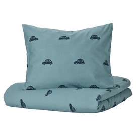 IKEA BARNDRÖM Duvet Cover and Pillowcase, 150x200/50x60 cm, car Pattern/Blue