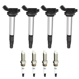 UF596 Ignition Coil & Spark Plug: 4-Pack Combo Replaces OE Numbers UF619 90919-02252 4912 Compatible with Toyota Corolla Prius Matrix Scion Lexus Pontiac Perfect for Complete Engine Tune-Up