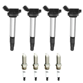 UF596 Ignition Coil & Spark Plug: 4-Pack Combo Replaces OE Numbers UF619 90919-02252 4912 Compatible with Toyota Corolla Prius Matrix Scion Lexus Pontiac Perfect for Complete Engine Tune-Up