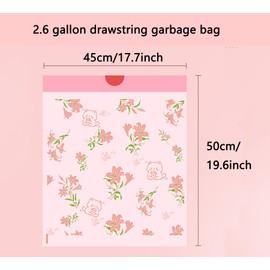 4 Gallon Small Trash Bags 312pcs Tearing-Free Drawstring for Bathroom Office Home Bedroom Trash Can with Pink Lily Printed Garbage Basket Bags