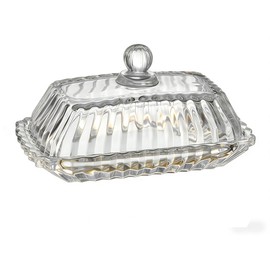 Clear Glass Butter Dish with Lid for Countertop - Refrigerator Door Shelf, Glass Butter Keeper Container, Butter Holder for East/West Coast Butter, BPA-free, Microwave/Dishwasher Safe