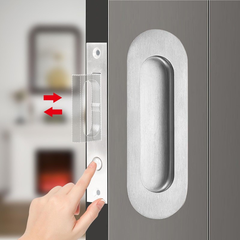 Fihatokus Pocket Door Handle with Edge Pull,6 inch Oval Recessed