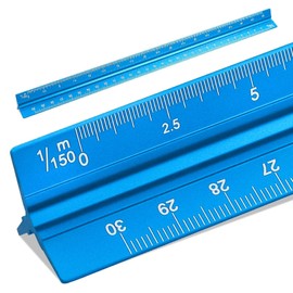 Professional Triangular Ruler, 30 cm, Made of Metal Ruler, 30 cm with Ruler, High Quality and Scale Ruler, Triangular, Precise Scaled, for Architecture, Engineering and Design