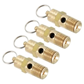 PATIKIL 1/4 Male NPT Safety Valve, 4 Pack Pressure Release Valve Air Release Valve for Air Compressor, 135 PSI Set Pressure