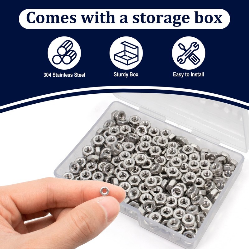 ZQZ M3-0.5mm Hex Nuts,300 Pack 304 (A2-70) Stainless Steel Hardware