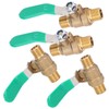 4pcs 1/4in Ball Valve Thicken Double External Thread Brass Drain