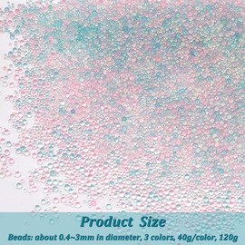 OLYCRAFT 120g 0.4~3mm Glass Bubble Beads No Hole 3D Nails Art Decoration 3 Colors Resin Bubble Beads Micro Caviar Beads Water Droplets Bubble Beads for Resin Crafting and Nail Arts Design