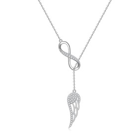 Angel Wings Necklace Angel Wing Pendant Infinity Necklace for Women Sterling Silver Infinity Charm Chain Jewelry Birthday Gifts