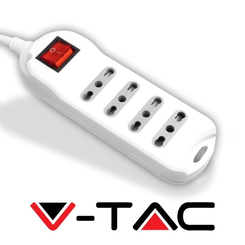 V-TAC Power Strip with Switch and Cable of 1.5 Metres,