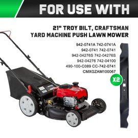 Grasscool 21 inch Mower Mulching Blades for Troy Bilt TB110 TB230 TB240 TB130 TB210 TB320 TB220 TB280ES 942-0741A 742-0741 742-0741A 942-0741 Cub Cade MTD 21" Deck Mower Blade (2 Pack)