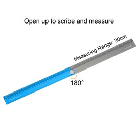 HARFINGTON Folding Straight Ruler 30cm Metric Aluminum Alloy Ruler with Angle Line Geometric Measuring Tool for Children Architects Study Classroom Office, Cornflower Blue