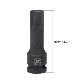 TA-VIGOR Impact Hex Bit Socket, 1/2" Drive x H15 (15mm) Allen Key Socket, Premium CR-MO Steel Bits, Hex Bit with 78mm Length for Torque Wrench, Ratchet Wrench, Impact Power Drills