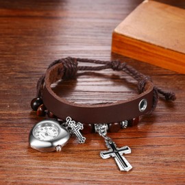 Avaner Women's Leather Wrist Watches: Cross Multilayer Strap Vintage Handmade Quartz Ladies Bracelet Wrap Watch