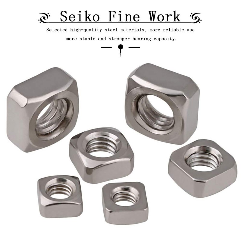 YOFASEN Square Machine Screw Nuts - Rust-Resistant Stainless Steel Locknut