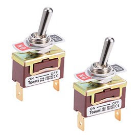 uxcell SPST Rocker Toggle Switch Heavy-Duty 15A 250V 20A 125V 2P ON/Off Switch Metal Bat Waterproof Boot Cap Cover T701AT 2pcs