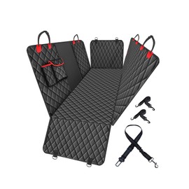 fidozen Waterproof Dog Car Seat Cover for Back Seat: Suitable for Small and Large Dogs, Large Size Hammock and Pet Protector, Backseat Protector for Cars (RED, Standard (54" W x 58" L))