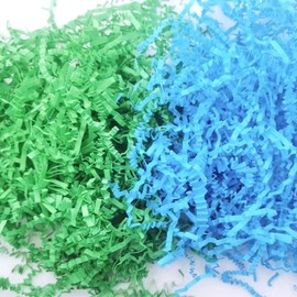 Crinkle Cut Paper Shred Filler, 200g Raffia Kraft Shredded Paper for Gift Wrapping & Basket Filling(Blue+Green)