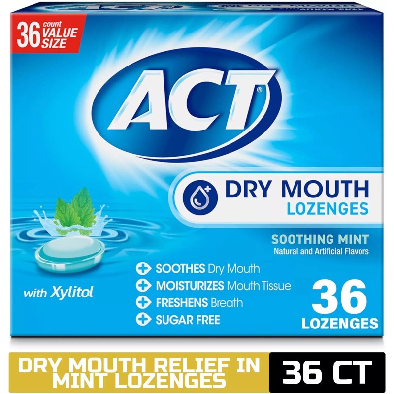 ACT Dry Mouth Lozenges with Xylitol, Soothing Mint, 36 Lozenges