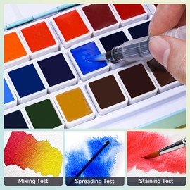 MeiLiang Watercolor Paint Set, 36 Vivid Colors in Pocket Box with Metal Ring and Watercolor Brush, Perfect for Students, Beginners and More