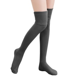 FDGGT 1 Pair Extended Thigh Socks, Stockings, Retro Knitted Socks, Student Knitted Socks, Simple Warm Knitted Socks, black