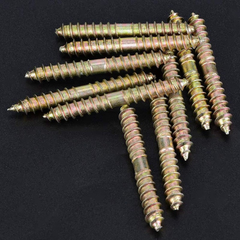 Hyuduo 10pcs Dowel Screw Iron Double Ended Screw Zinc Plating