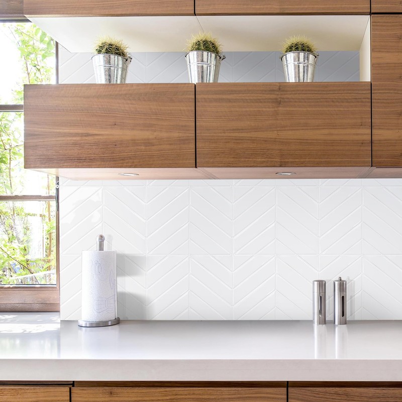 STICKGOO 10 Sheets Thicker Herringbone Peel and Stick Backsplash, 12.6”×9.7”
