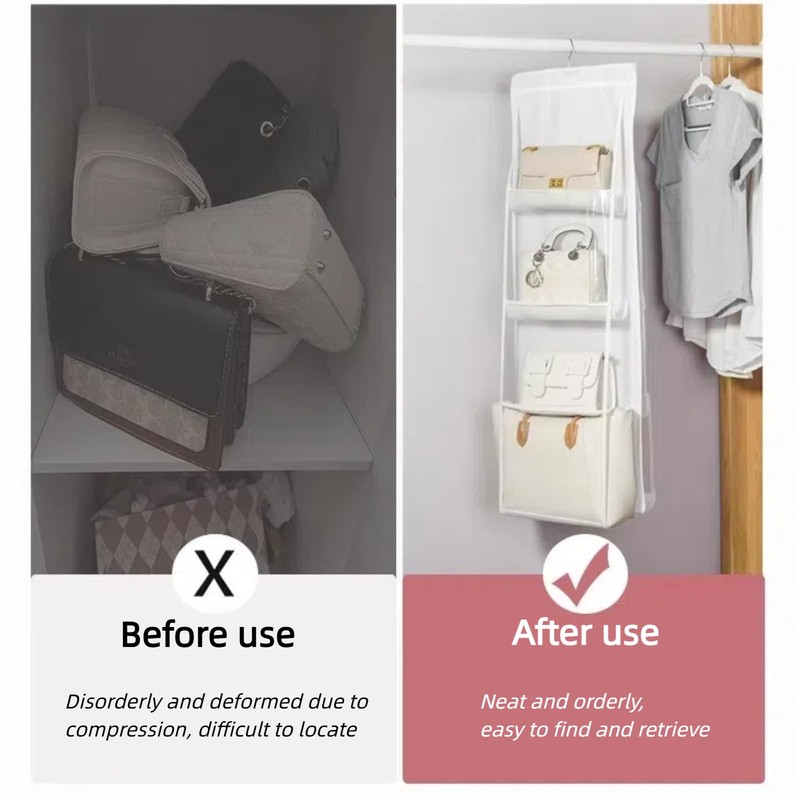 2 Pack Handbag Hanging Organizer, Space Saving Storage Hanger with