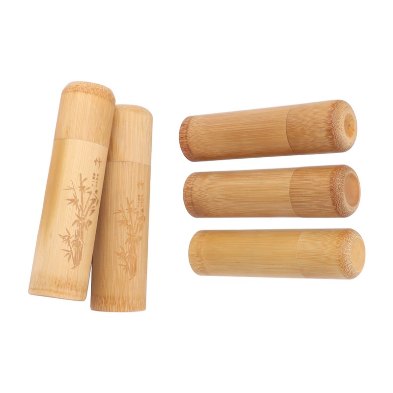5pcs 12cm Length Travel Bamboo Tea Canister Tea Storage Container