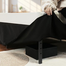 Upcanso 18 Inch Drop Bed Frame Cover Full, Black Bed Skirts Full Size, Tailored Dust Ruffle, Easy Fit, Stain- Resistant, Pleated Styling, Wrinkle Resistant