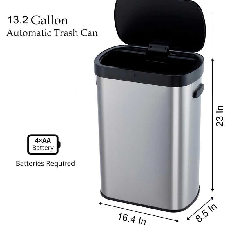 Garvee 50 Liter/13 Gallon Trash Can for Kitchen, Touchless Rectangular