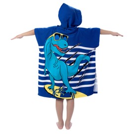 growell growell Hooded Kids Beach Towels - Toddler Bath Towel Girls Boys Swim Cover-ups for Ages 1 to 6 Kids Pool Towels Quick Dry Lightweight Soft Microfiber Poncho Towel 24x23 (Dinosaur Navy)