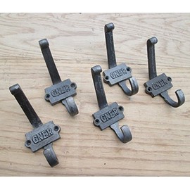 Ironmongery World 5 X Gner Industrial Vintage Style Cast Iron Coat Hook Railway Coat Hanging Rack