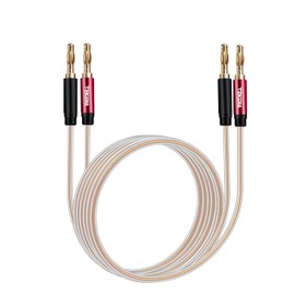 TEKERA Speaker Cable with Banana Tip Plugs, 2M Speaker Cable with Gold-Plated Banana Tips Oxygen-Free Copper (OFC) for Stereo and Home Theater