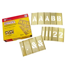 C.H. Hanson 10148 Brass Interlocking Stencil Letter & Number Set, 92 pieces, 1 inch