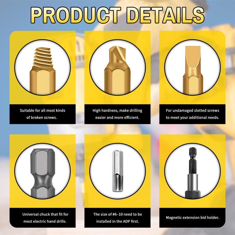 33 PCS Screw Extractor Set, HSS 6542 Titanium Stripped Screw