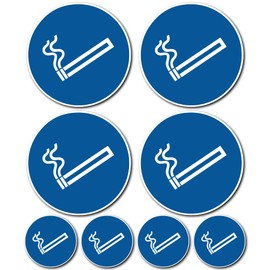 High Quality Stickers: Smoking Area - According to DIN EN ISO 7010, ASR A1.3, Pack of 8 (4 x 10 cm and 4 x 5 cm)