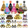 DPKOW 23pcs 2025 New Year's Eve Glasses Hats, Multicolored New