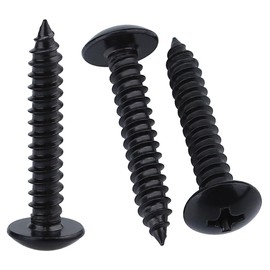 RoyceMart #4 x 1/2" (100 Pack) Stainless Steel Phillips Truss Head Wood Screws, Stainless Steel 304 (18-8), Truss Head Sheet Metal Screws Self Tapping Screws, Black Coated