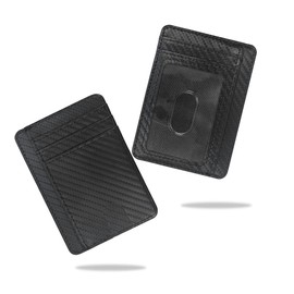 conisy Womens Slim Wallet, Minimalist Front Pocket Leather Thin Credit Card Holder with RFID Blocking (Black)