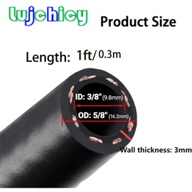 3/8" 1FT Submersible Fuel Hose E85 In Tank Line SAE 30R10 300PSI with 2 Clamps for Automotive Fuel Systems Engines