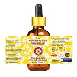 Deve Herbes Pure Holy Basil Essential Oil (Ocimum Sanctum) Steam Distilled 50ml (1.69 oz)