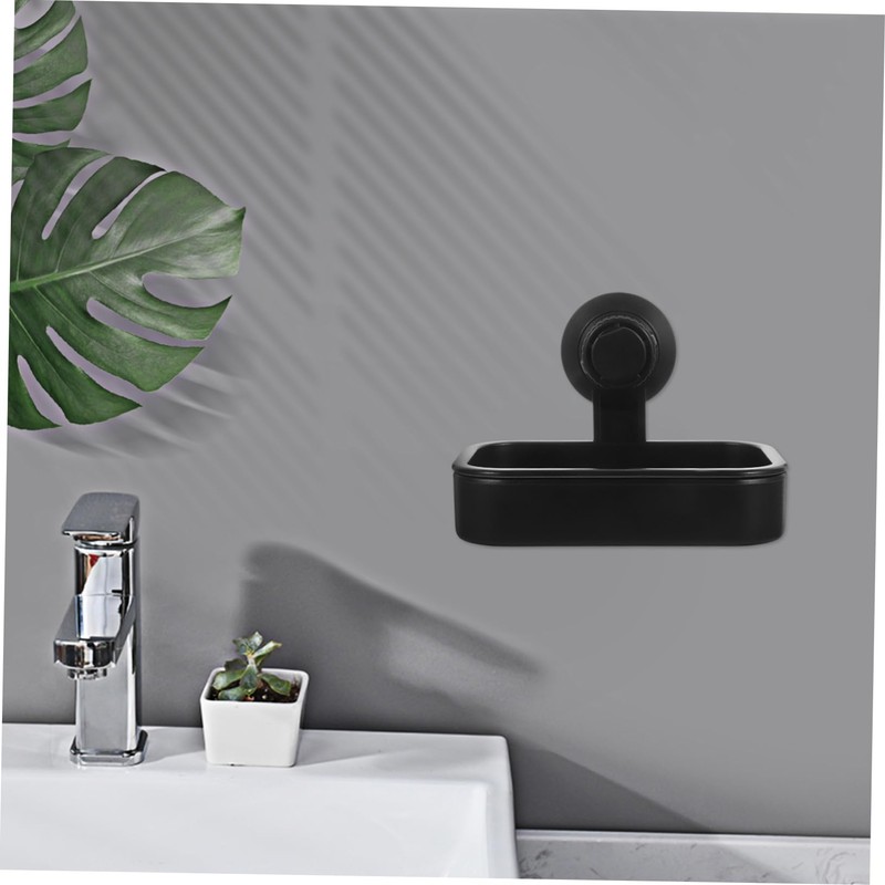 IWOWHERO Suction Cup Soap Dish Holder Black Suction for Shower