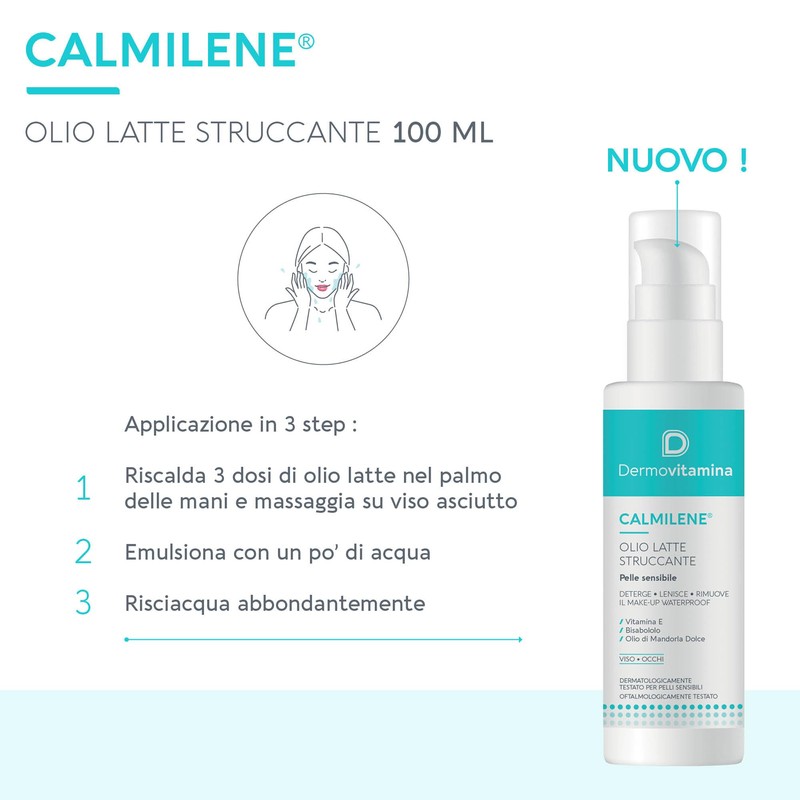 Dermovitamina Calmilene Makeup Remover Waterproof Daily Cleansing Rich Cleansing Milk