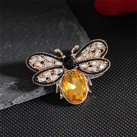 Colorful Rhinestone Crystal Bee Brooch Vintage Bee Pearl Lapel Pin Fashion Shell Pearl Insect Animal Pin Jewelry Gift for Women-2