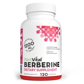 PlantVital Berberine 1200mg (2 caps) Non-GMO Supplement for Immunity Support and Normal Cardiovascular Health - 120 Count, Vegan, and Made in the USA