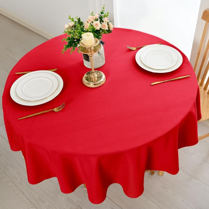 DWCN Red Round Tablecloth Wipe Clean Tablecloth Outdoor Table Cloth