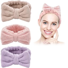 Microfiber Bowtie Headbands for Women 3 Pack，Elastic Soft Makeup Headbands Hair Bands Face Wash Spa Yoga For Women Girls (Style 1, One size)