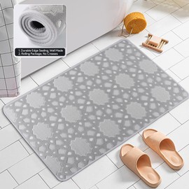 WIRIST Super Absorbent Bath Mats for Bathroom Non Slip, Stylish Soft Comfortable Bath Mats, Machine Washable Bathroom Mats (Kaleidoscope Pattern, Gray 31.5" L X 19.7" W)